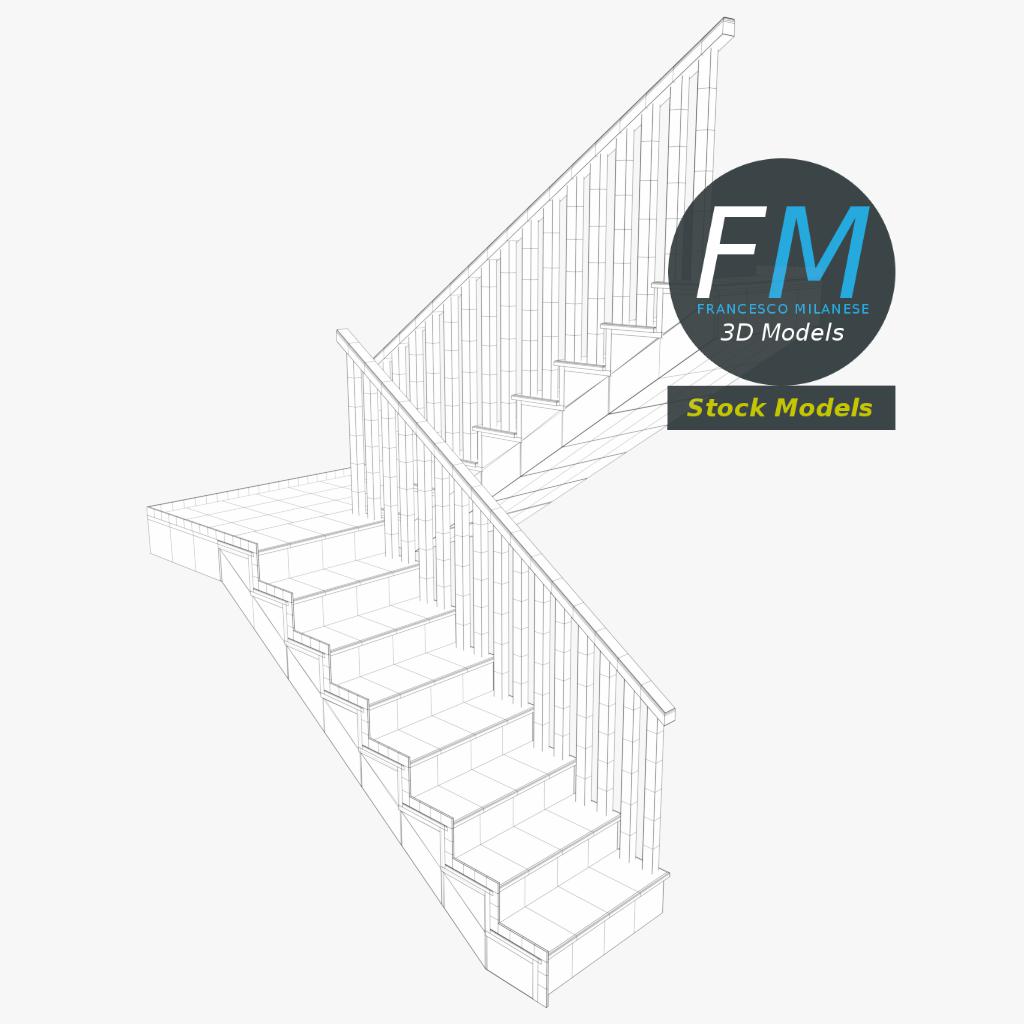 3D-Modell - Treppe mit Zwischenpodest - 07