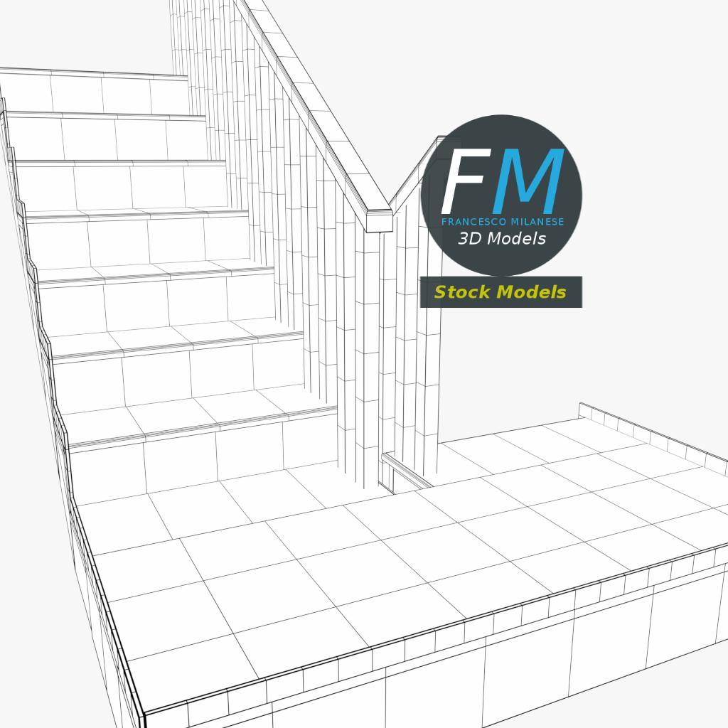 3D-Modell - Treppe mit Zwischenpodest - 08