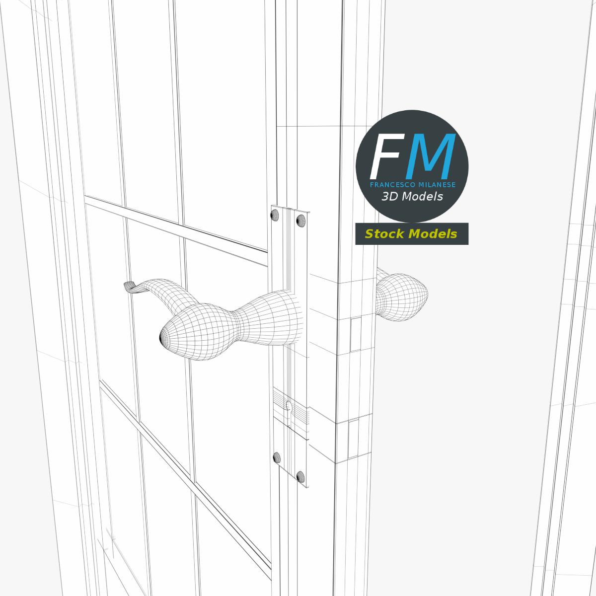 3D-Modell - Tür mit Halbmondverglasung - 08