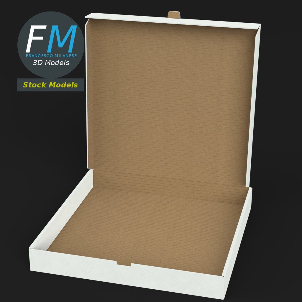 3D-Modell - Halb Geöffneter Pizzakarton - 02