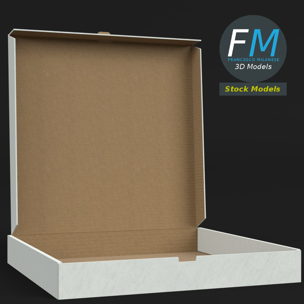 3D-Modell - Halb Geöffneter Pizzakarton - 03