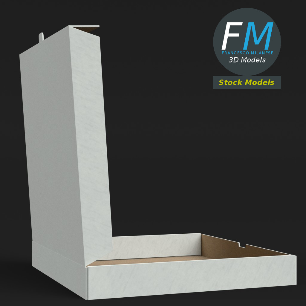 3D-Modell - Halb Geöffneter Pizzakarton - 04