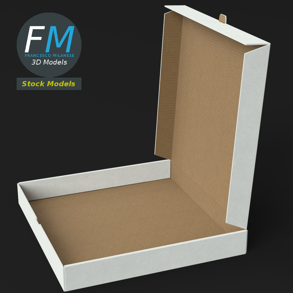3D-Modell - Halb Geöffneter Pizzakarton - 05