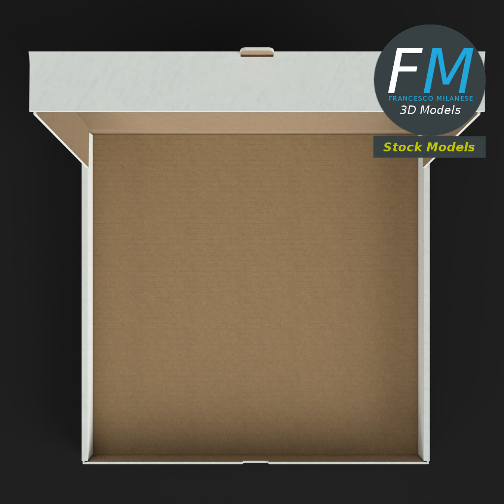 3D-Modell - Halb Geöffneter Pizzakarton - 06