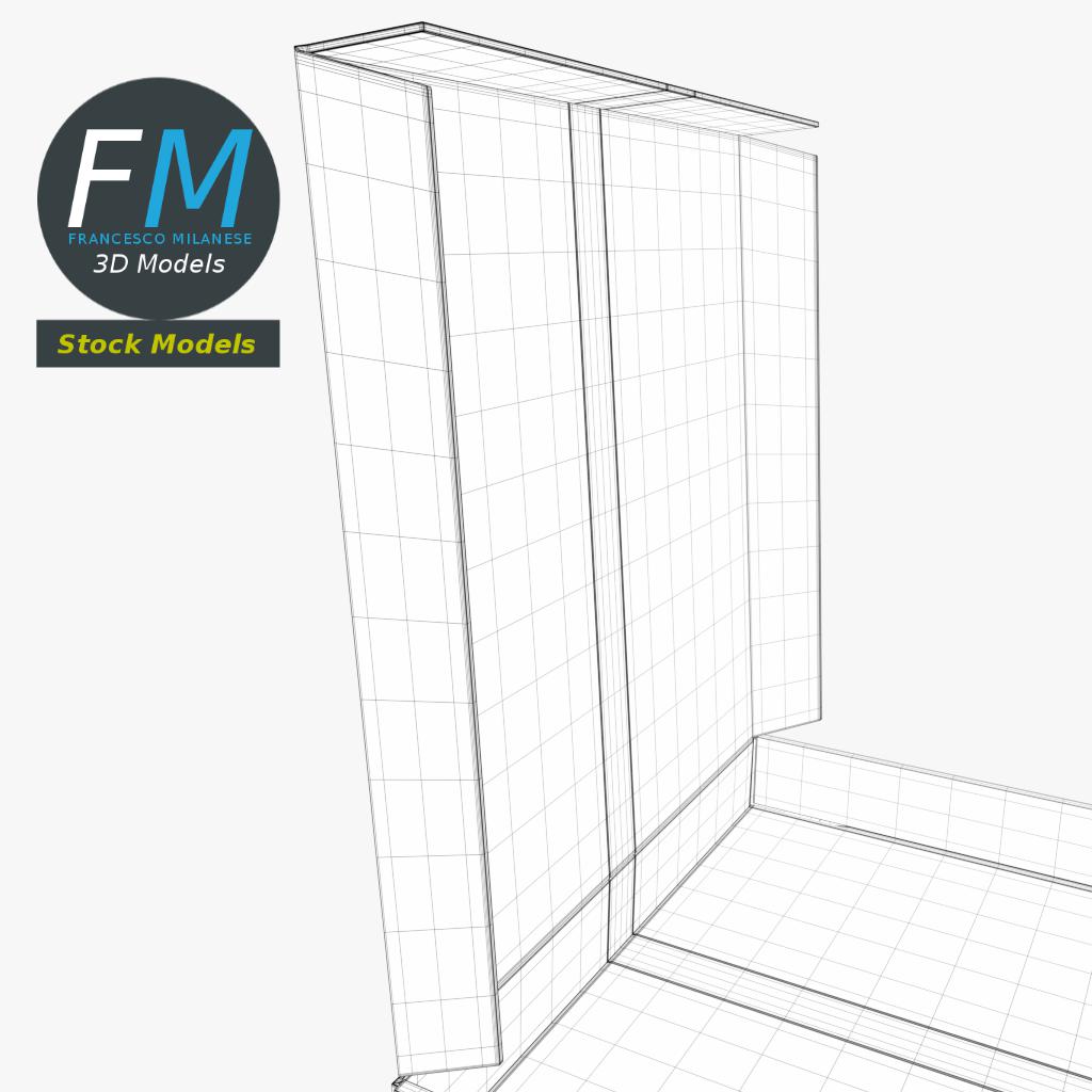 3D-Modell - Halb Geöffneter Pizzakarton - 08