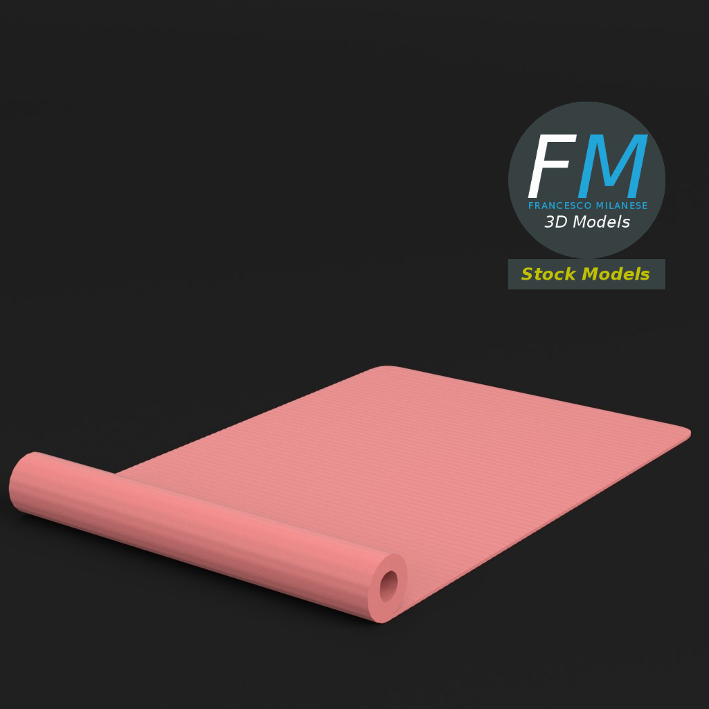 3D-Modell - Halb Aufgerollte Yogamatte - 01