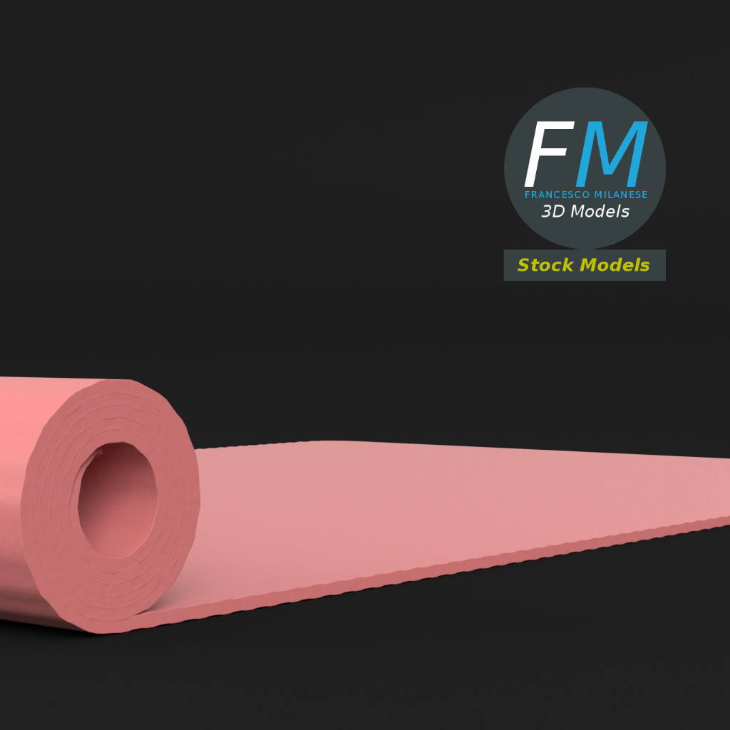 3D-Modell - Halb Aufgerollte Yogamatte - 02