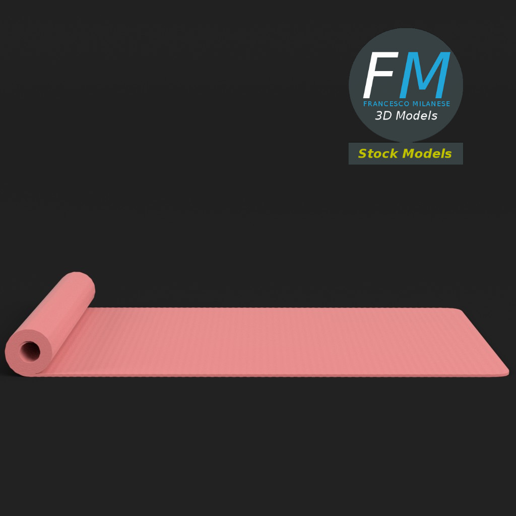 3D-Modell - Halb Aufgerollte Yogamatte - 04