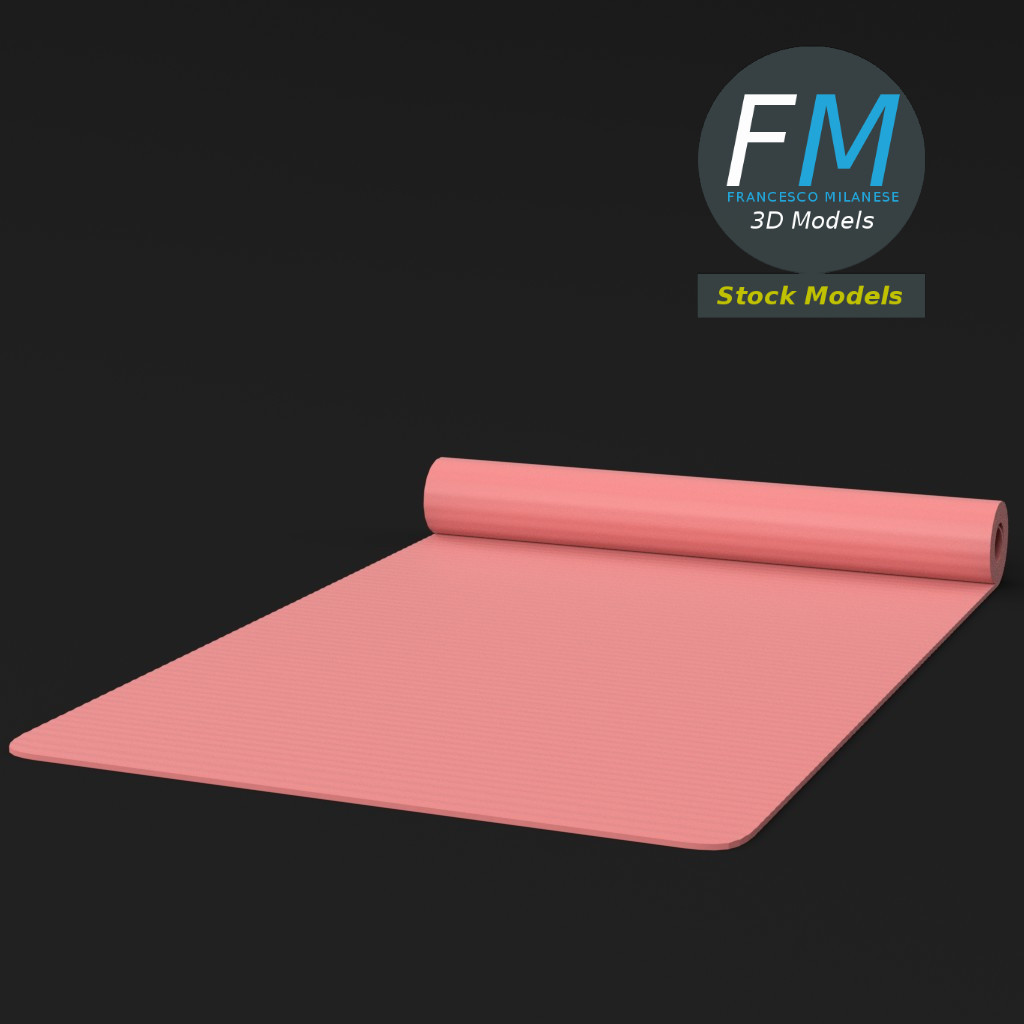 3D-Modell - Halb Aufgerollte Yogamatte - 05