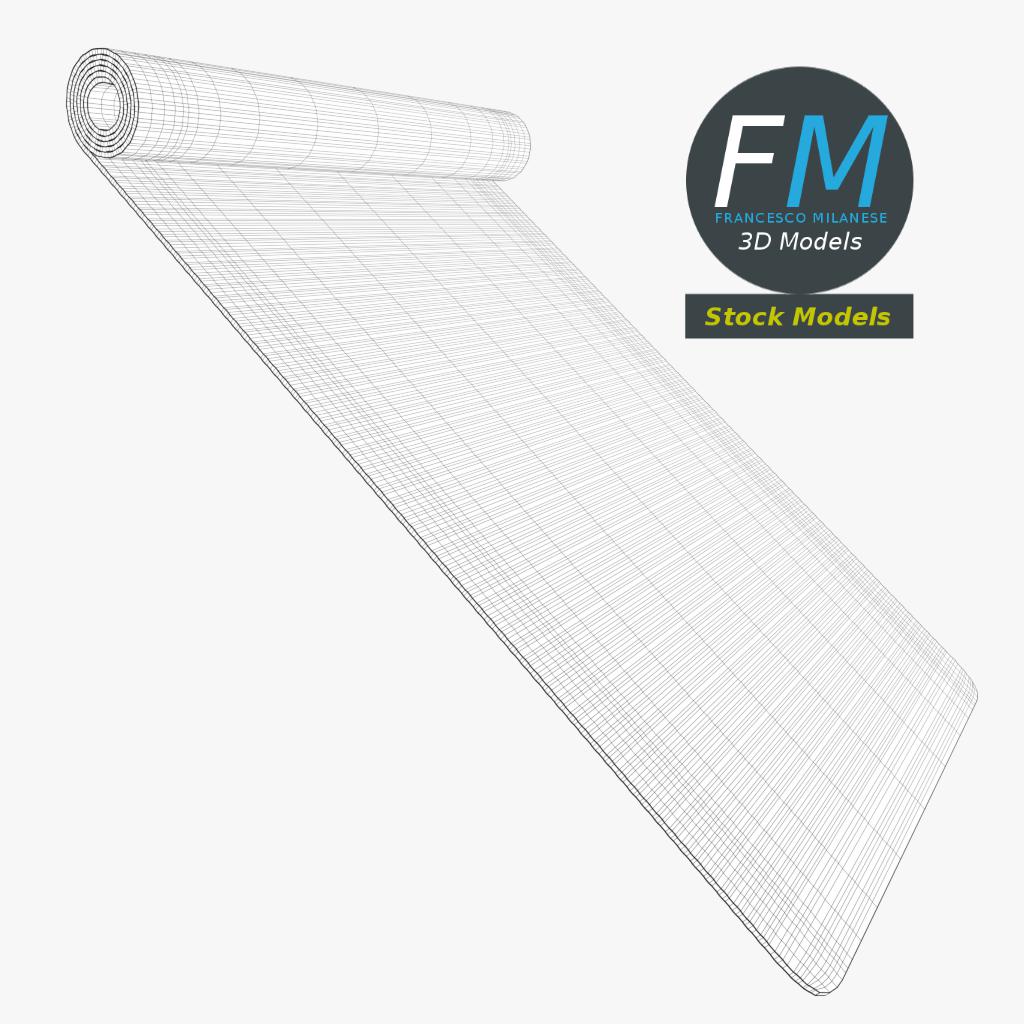3D-Modell - Halb Aufgerollte Yogamatte - 07