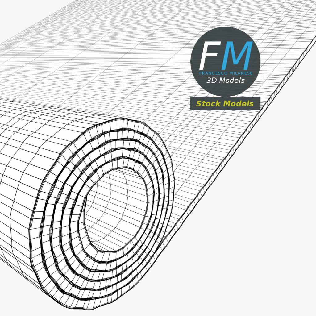 3D-Modell - Halb Aufgerollte Yogamatte - 08