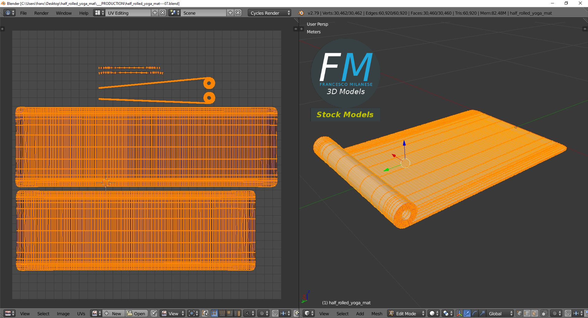 3D-Modell - Halb Aufgerollte Yogamatte - 10