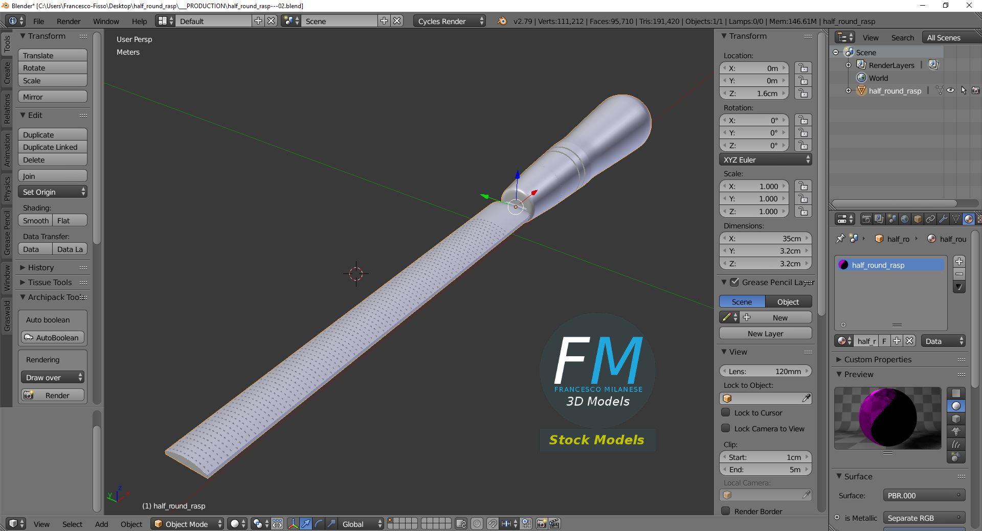 3D-Modell - Halbrundraspel - 09