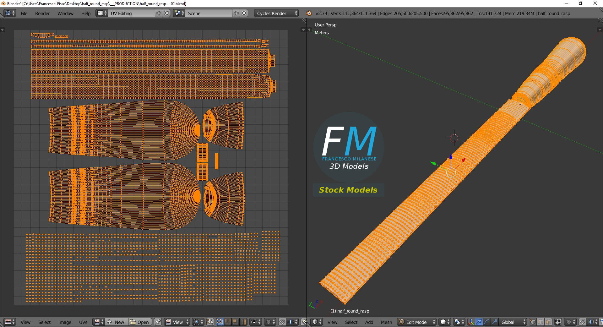 3D-Modell - Halbrundraspel - 10