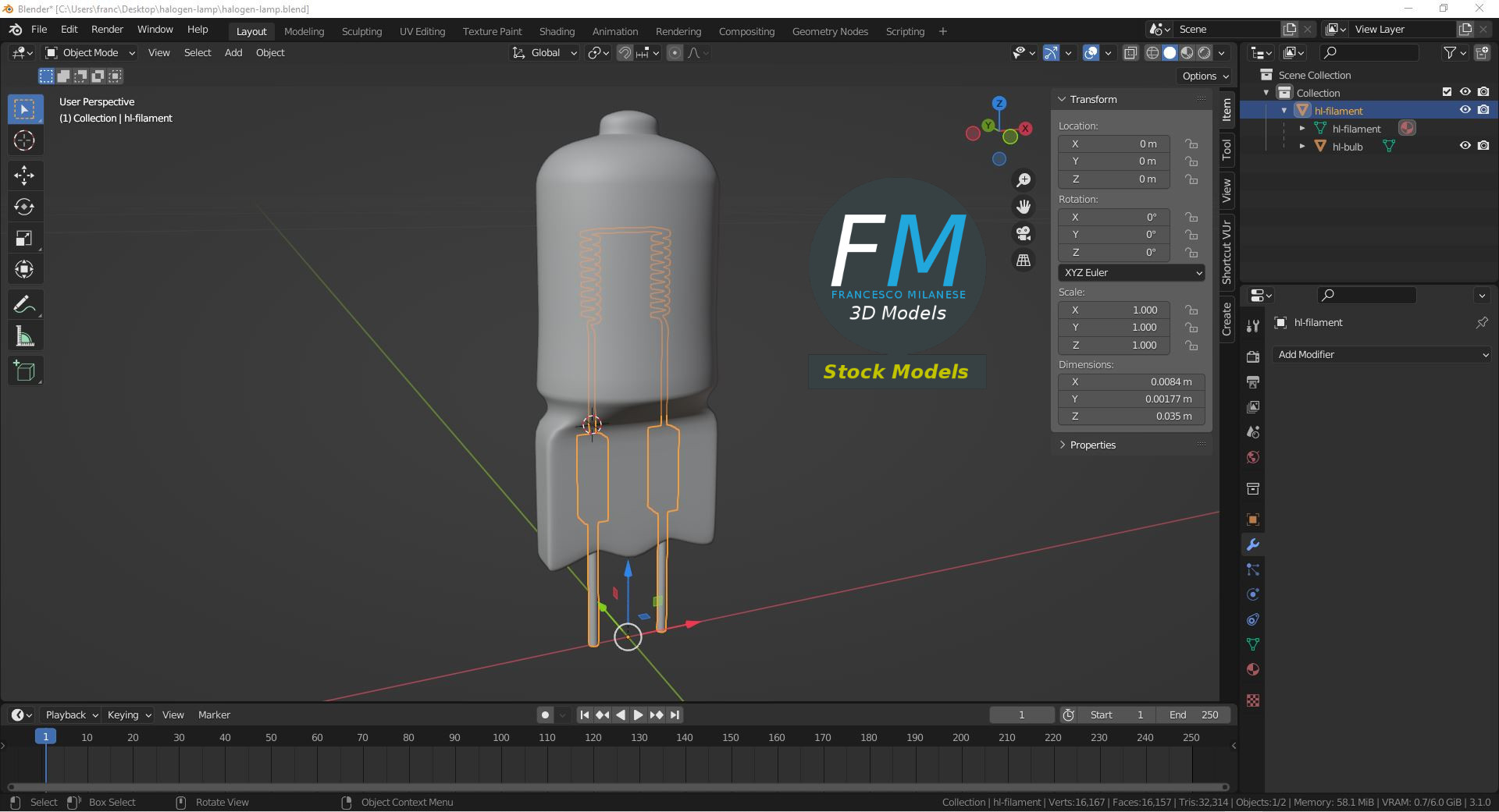 3D-Modell - Halogenlampe - 09