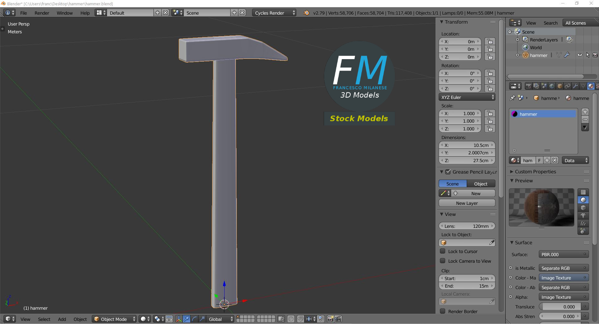3D-Modell - Hammer - 09