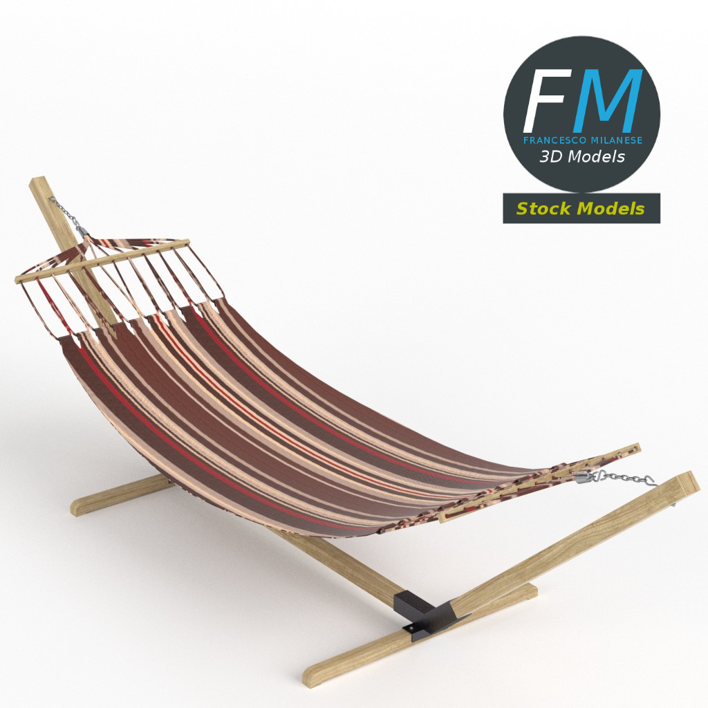 3D-Modell - Hängematte mit Holzgestell - 01