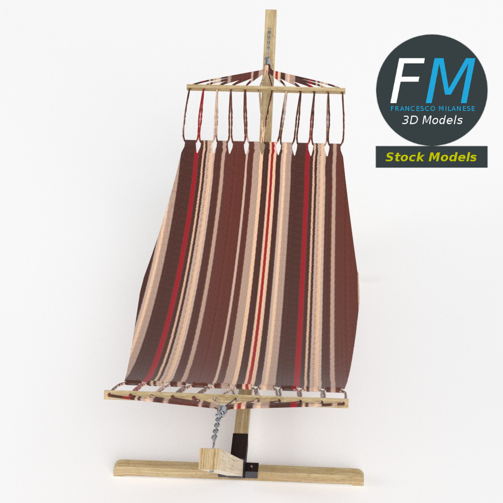 3D-Modell - Hängematte mit Holzgestell - 02