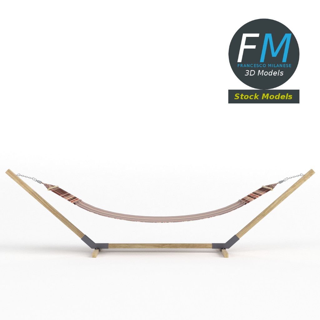3D-Modell - Hängematte mit Holzgestell - 03