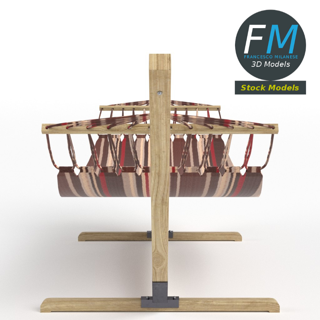 3D-Modell - Hängematte mit Holzgestell - 04