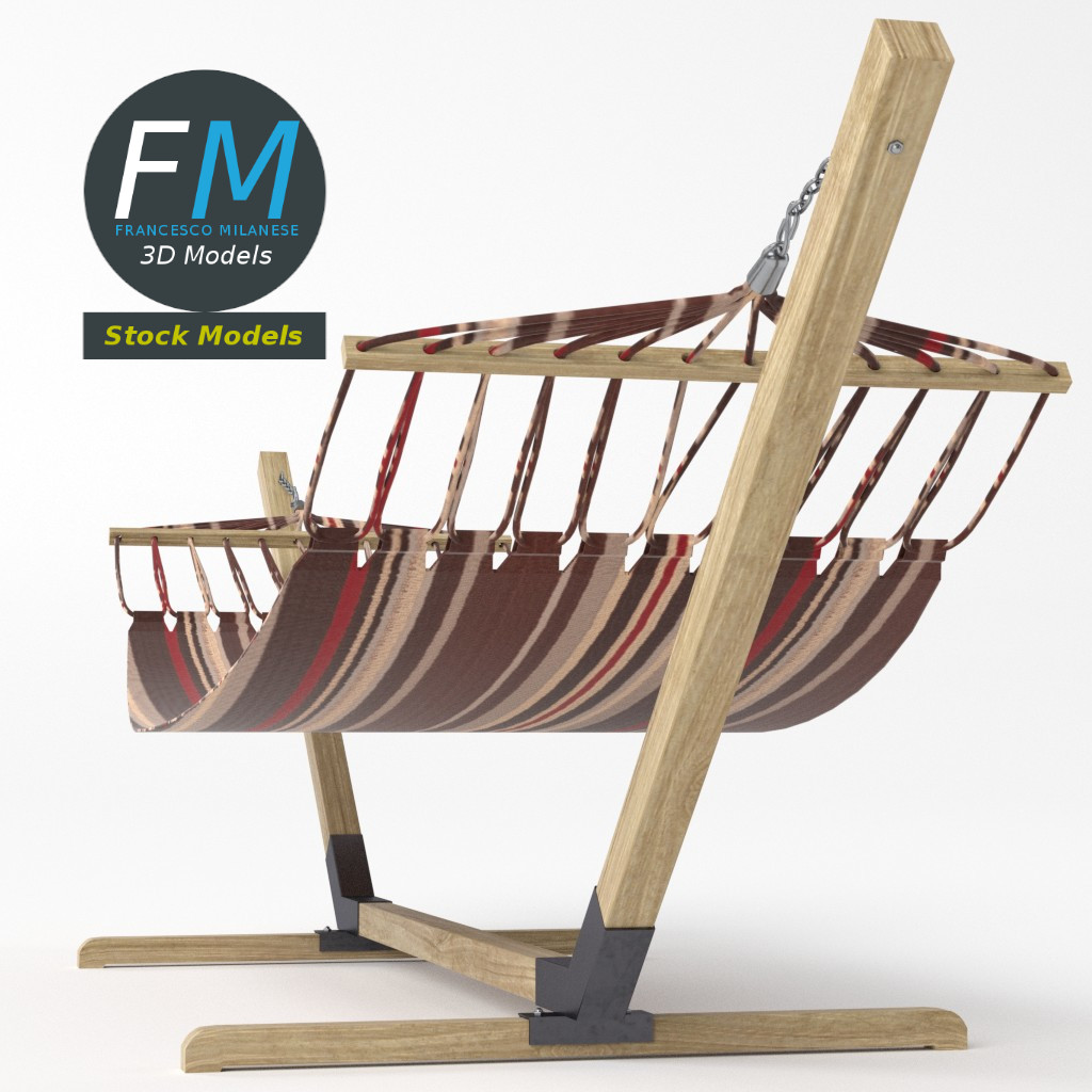 3D-Modell - Hängematte mit Holzgestell - 05