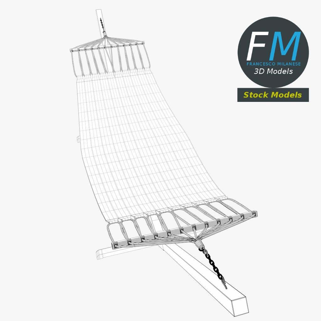 3D-Modell - Hängematte mit Holzgestell - 07