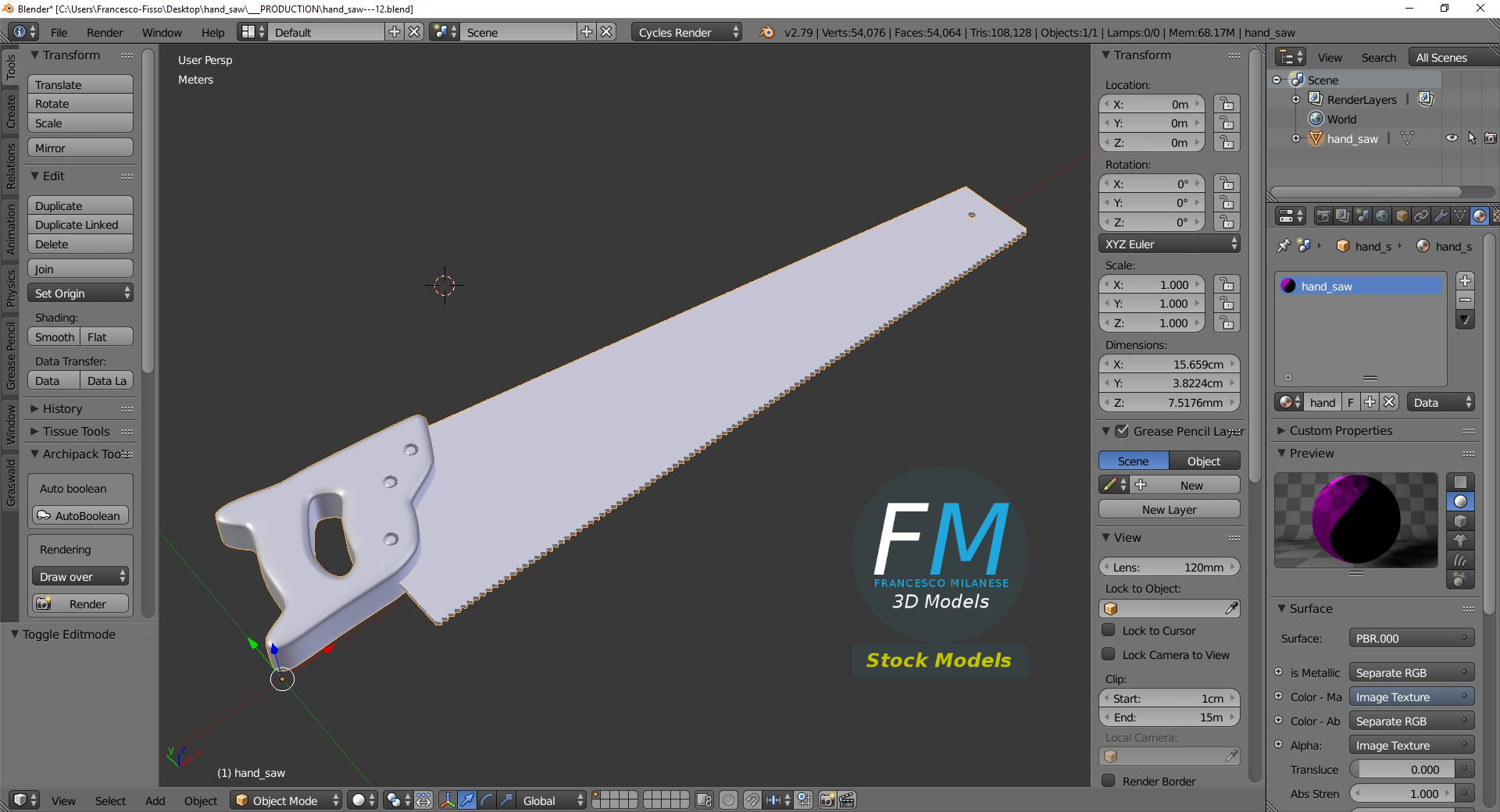 3D-Modell - Handsäge - 09