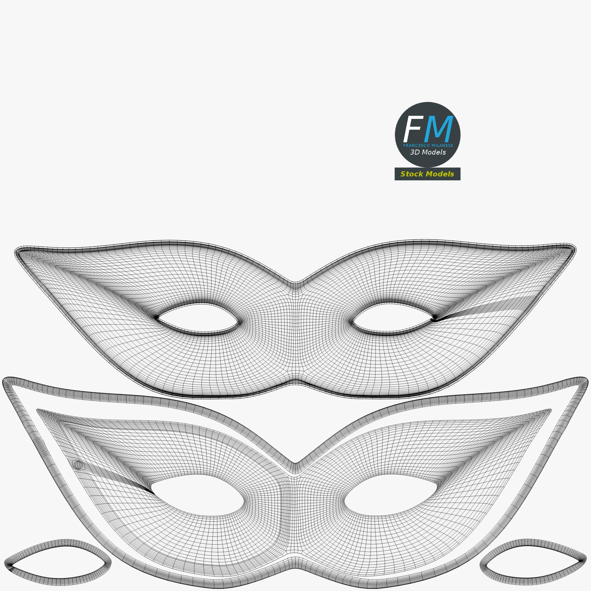 3D-Modell - Handgehaltene Karnevalsmaske - 11