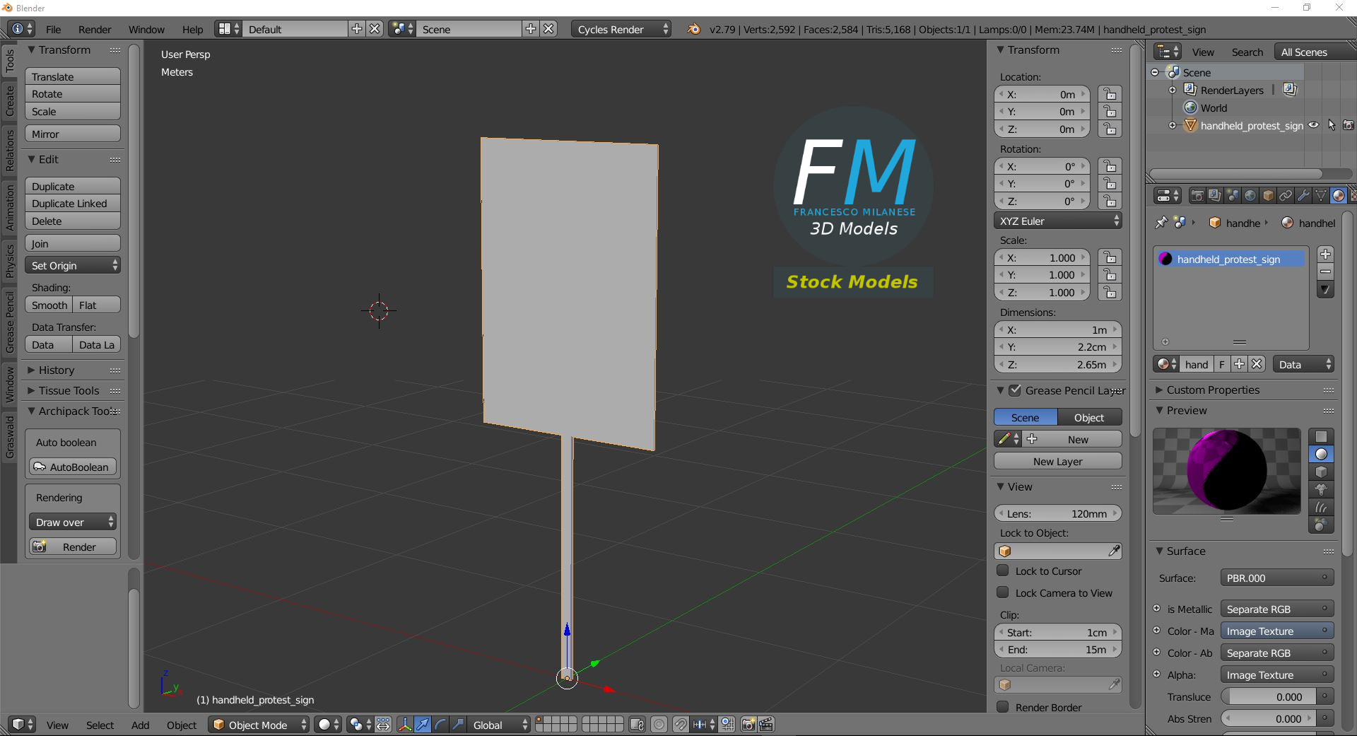 3D-Modell - Handgehaltenes Protestschild - 09