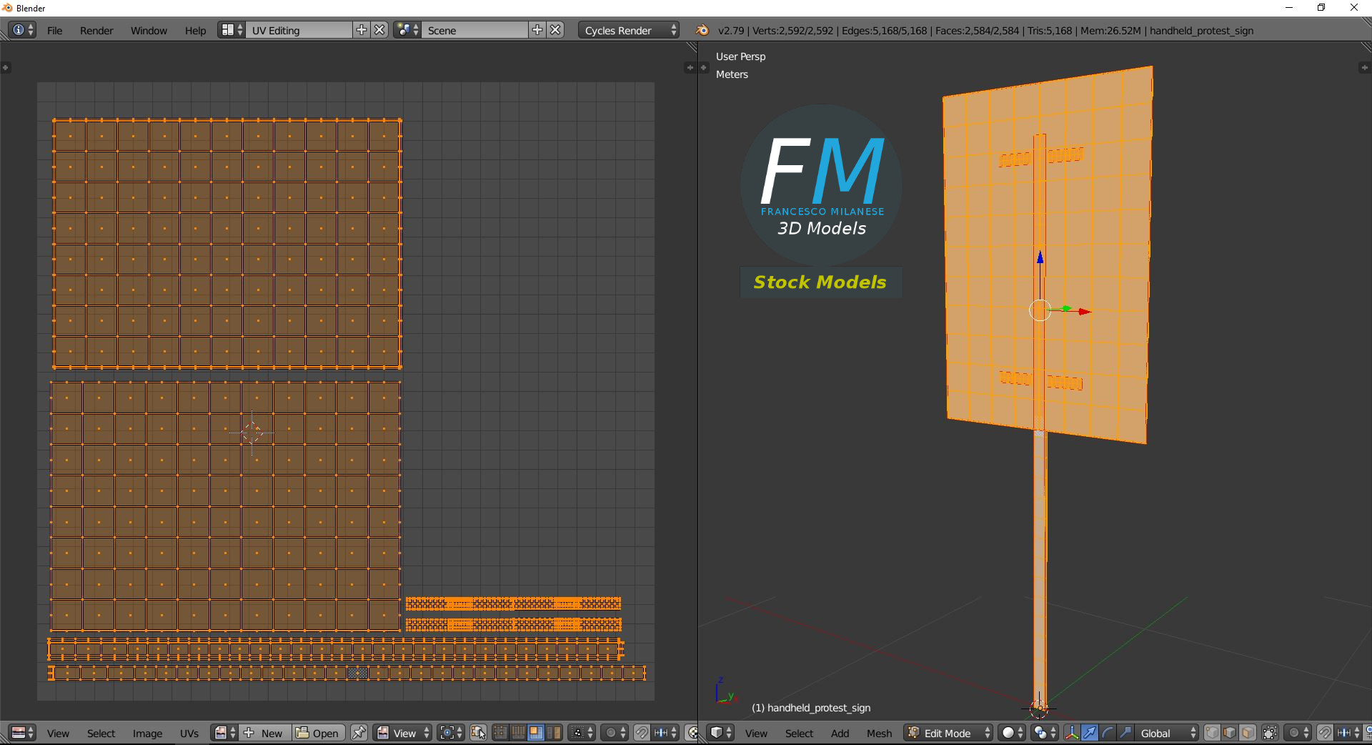 3D-Modell - Handgehaltenes Protestschild - 10