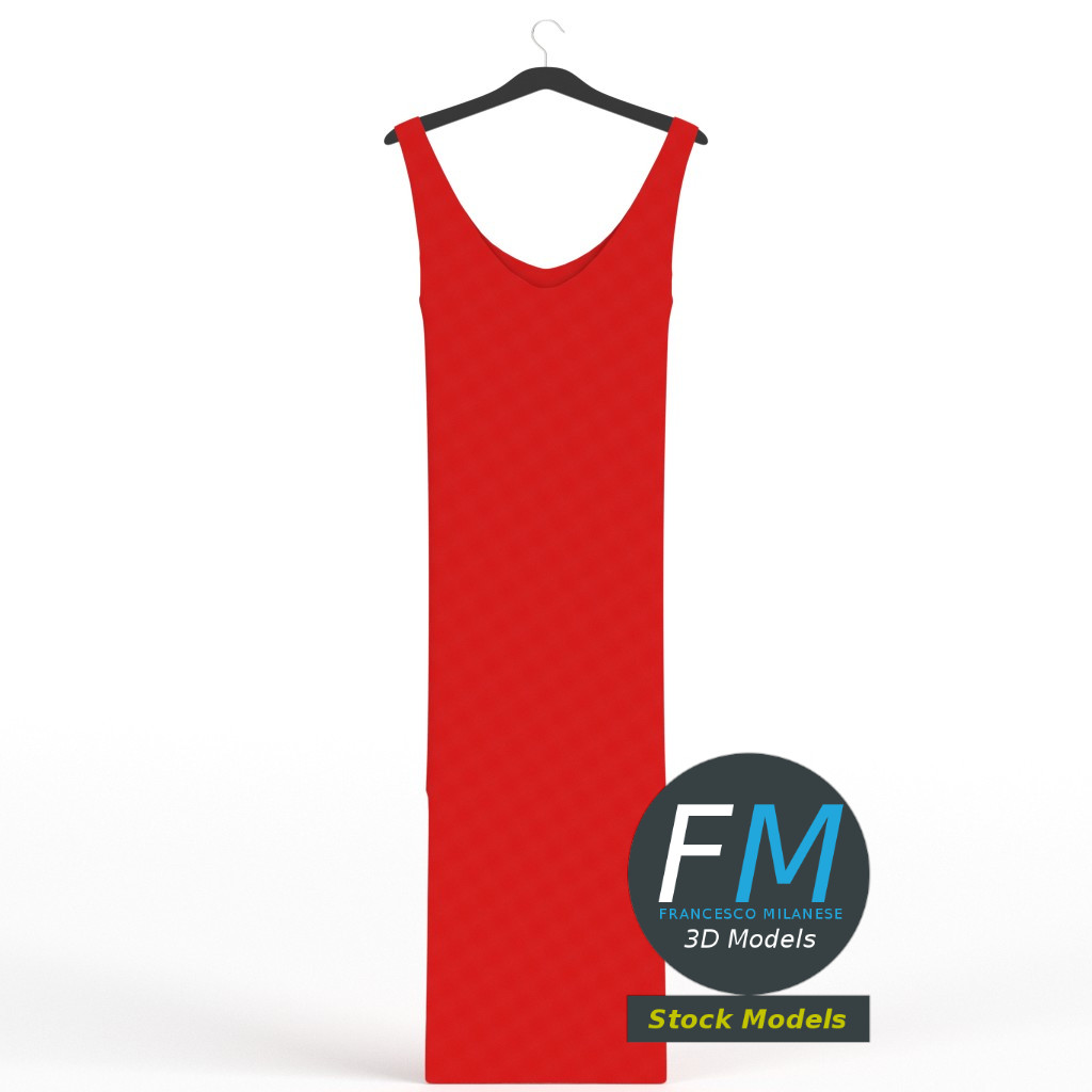 3D-Modell - Hängendes Ärmelloses Kleid - 01