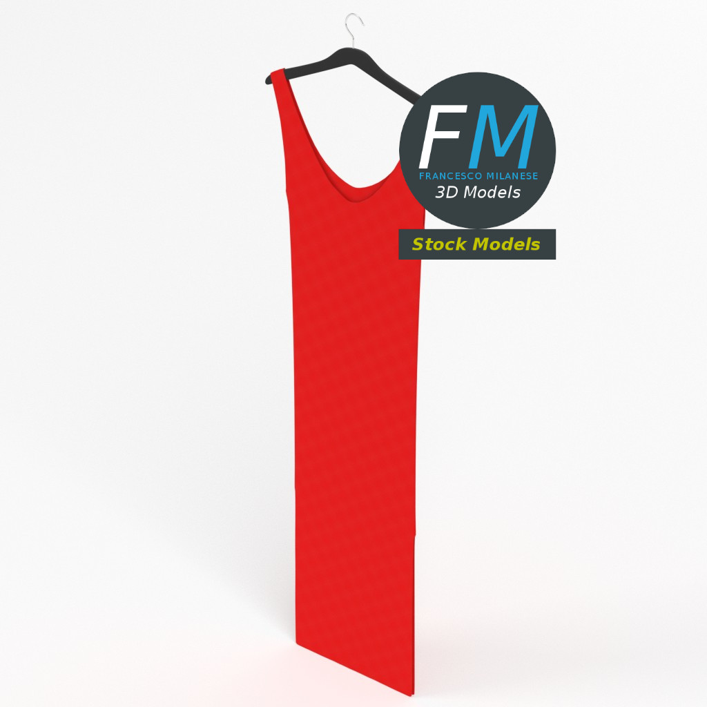 3D-Modell - Hängendes Ärmelloses Kleid - 02