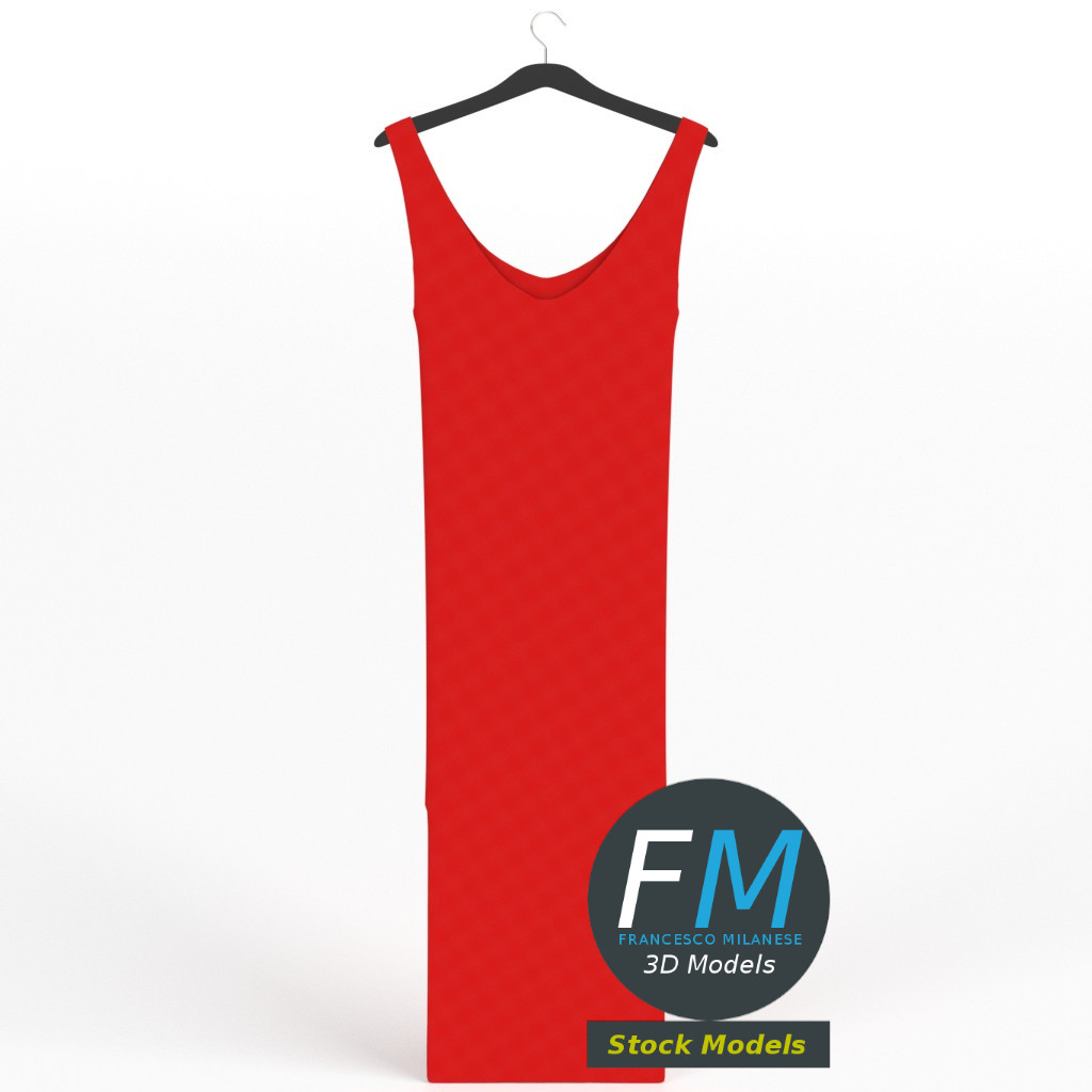 3D-Modell - Hängendes Ärmelloses Kleid - 03