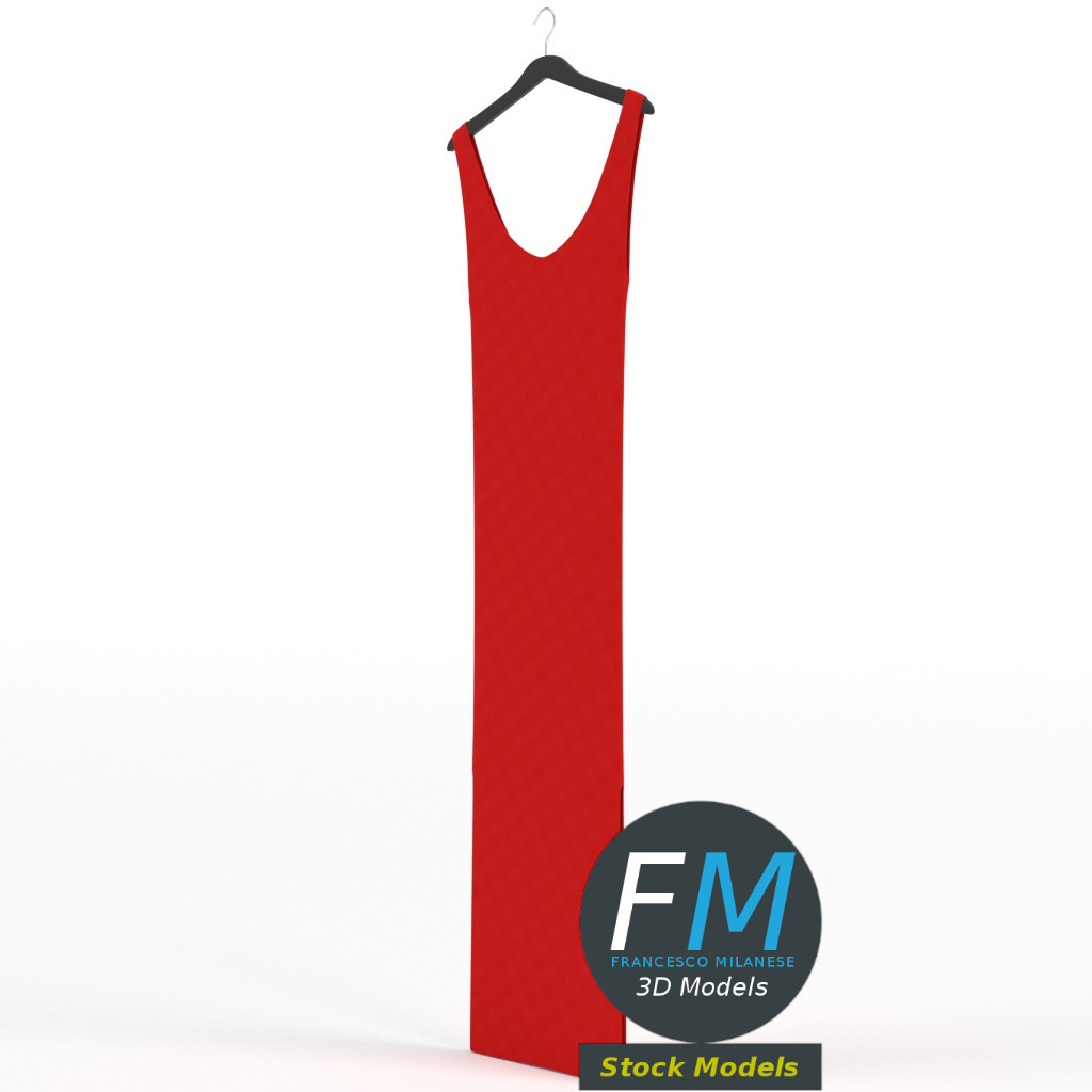 3D-Modell - Hängendes Ärmelloses Kleid - 04