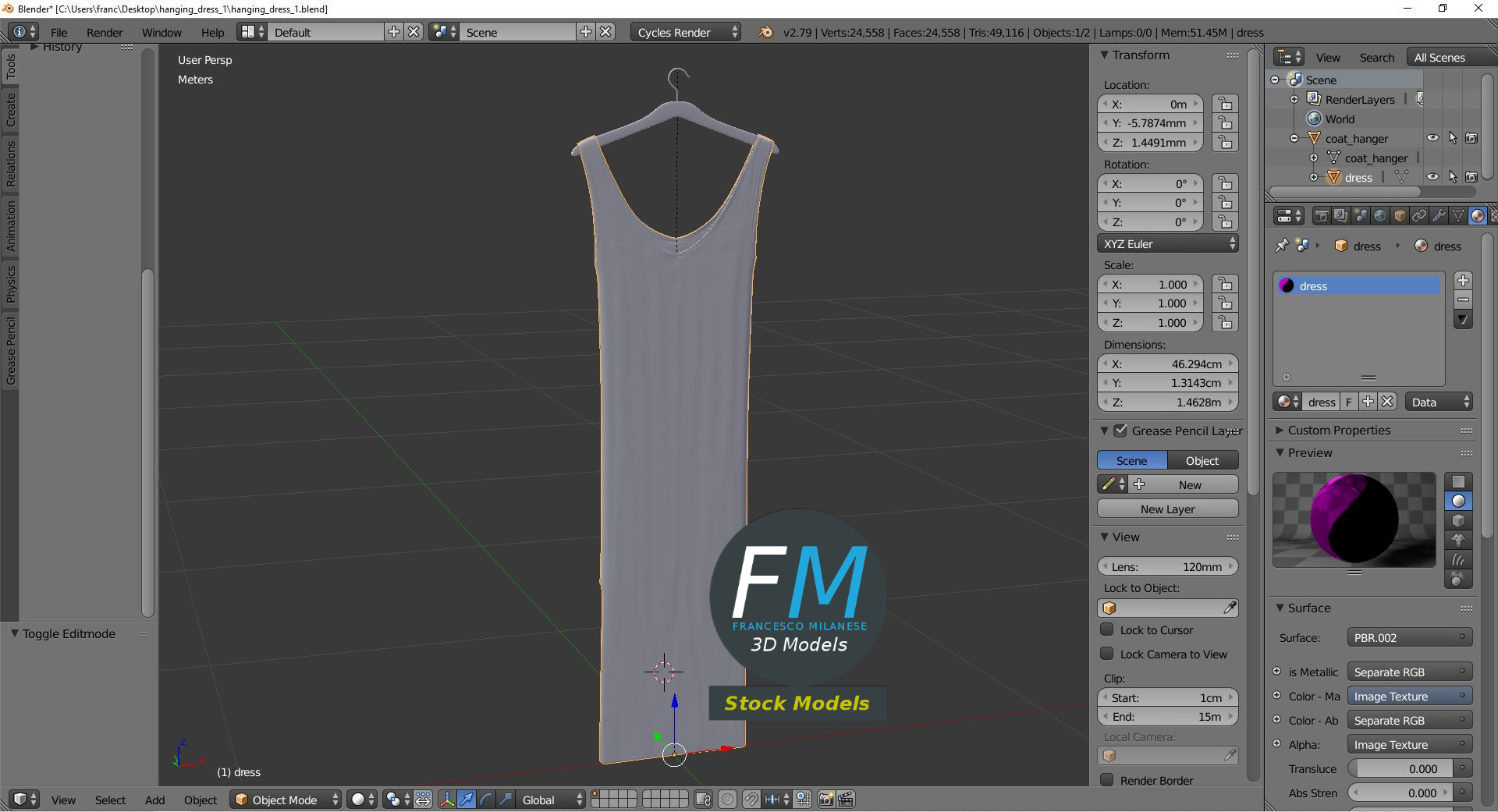 3D-Modell - Hängendes Ärmelloses Kleid - 09