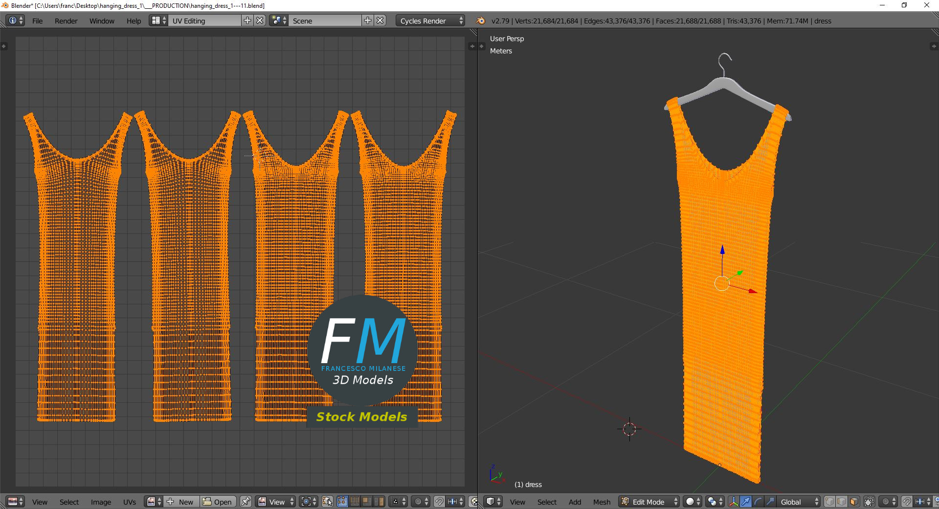 3D-Modell - Hängendes Ärmelloses Kleid - 10