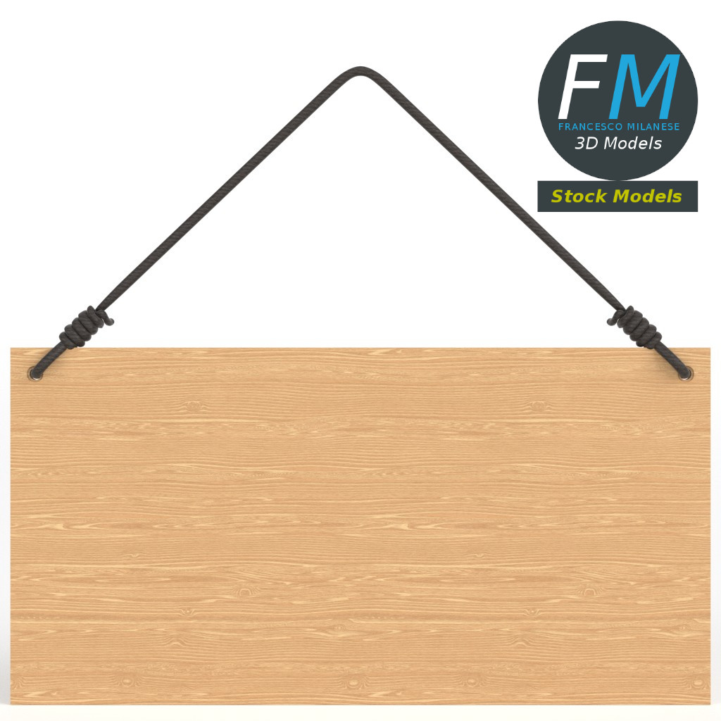 3D-Modell - Hängendes Holzschild - 03