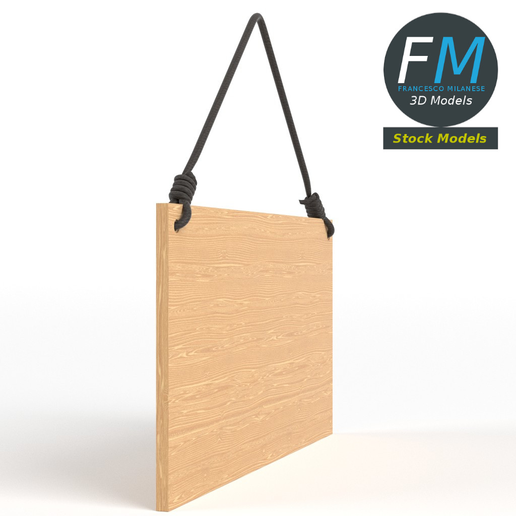 3D-Modell - Hängendes Holzschild - 04