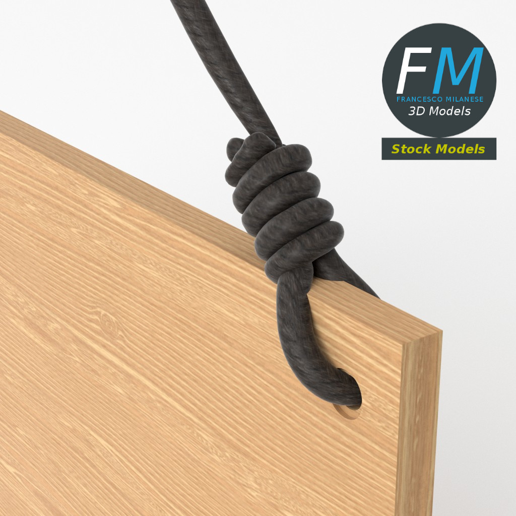 3D-Modell - Hängendes Holzschild - 05