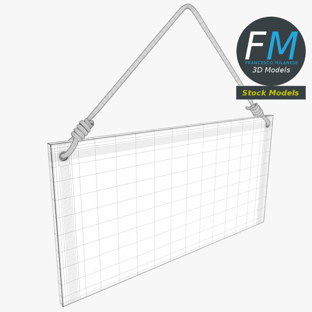 3D-Modell - Hängendes Holzschild - 07