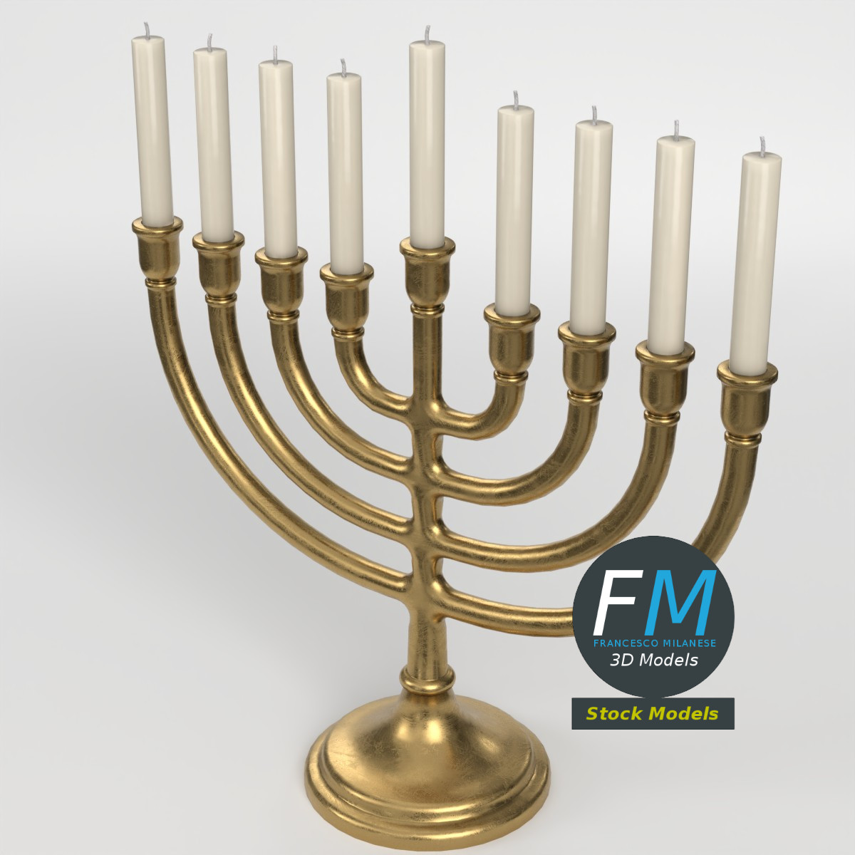3D-Modell - Chanukka-Menora - 02
