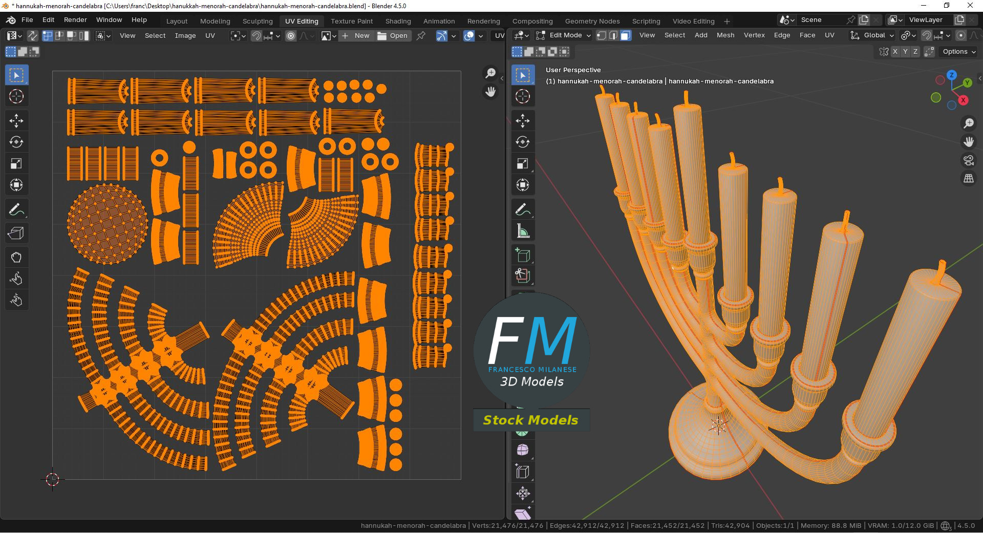 3D-Modell - Chanukka-Menora - 10