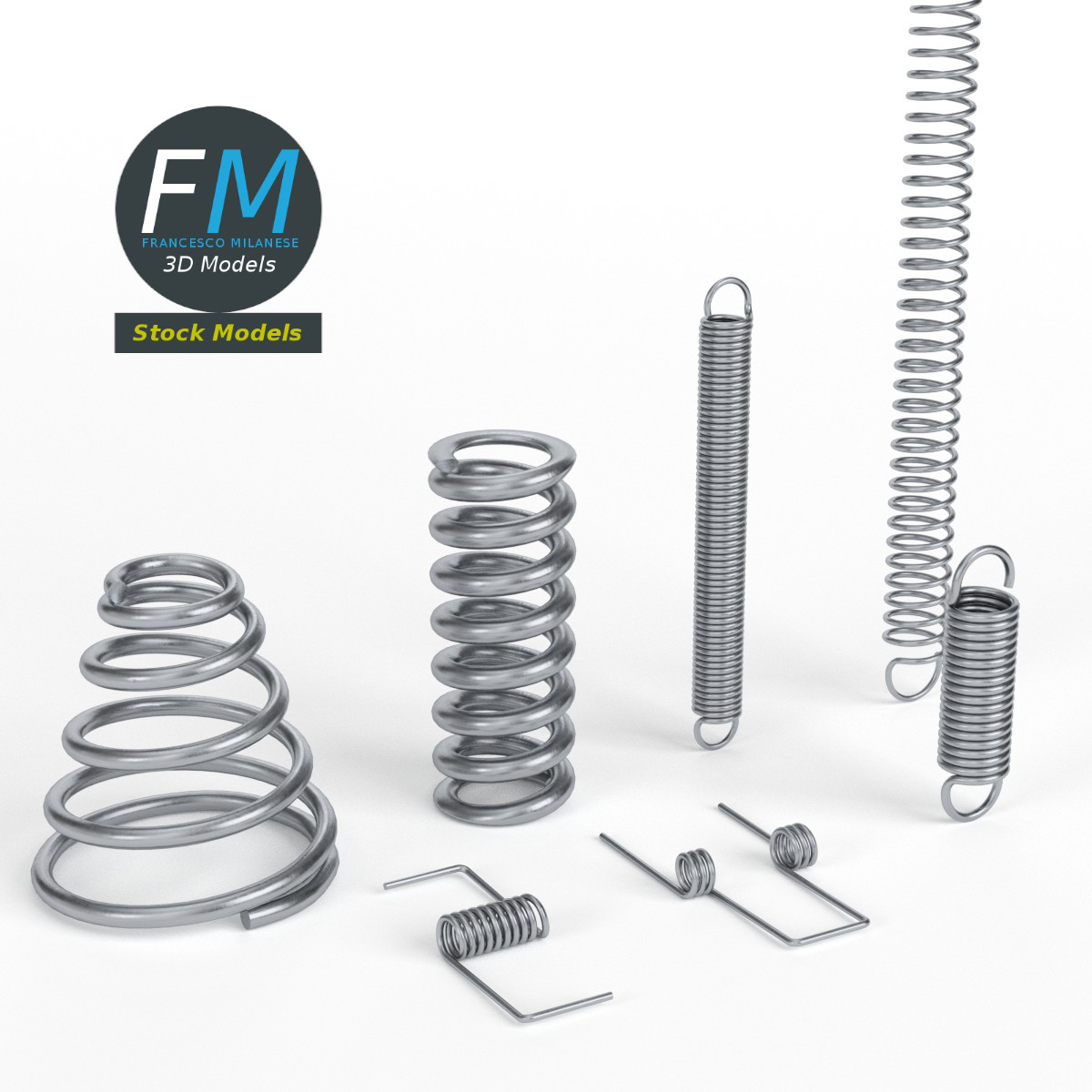 3D-Modell - Set Mechanischer Federn - 01