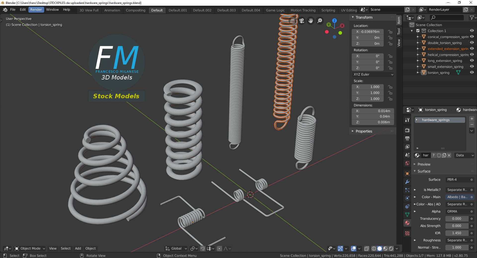 3D-Modell - Set Mechanischer Federn - 09