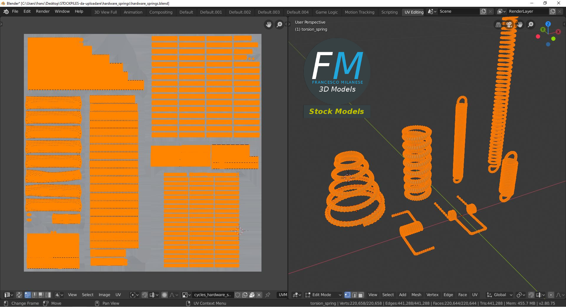3D-Modell - Set Mechanischer Federn - 10