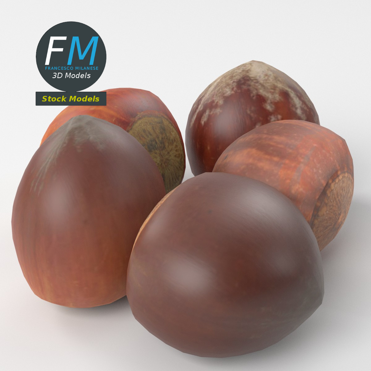 3D-Modell - Ganze Haselnüsse - 05
