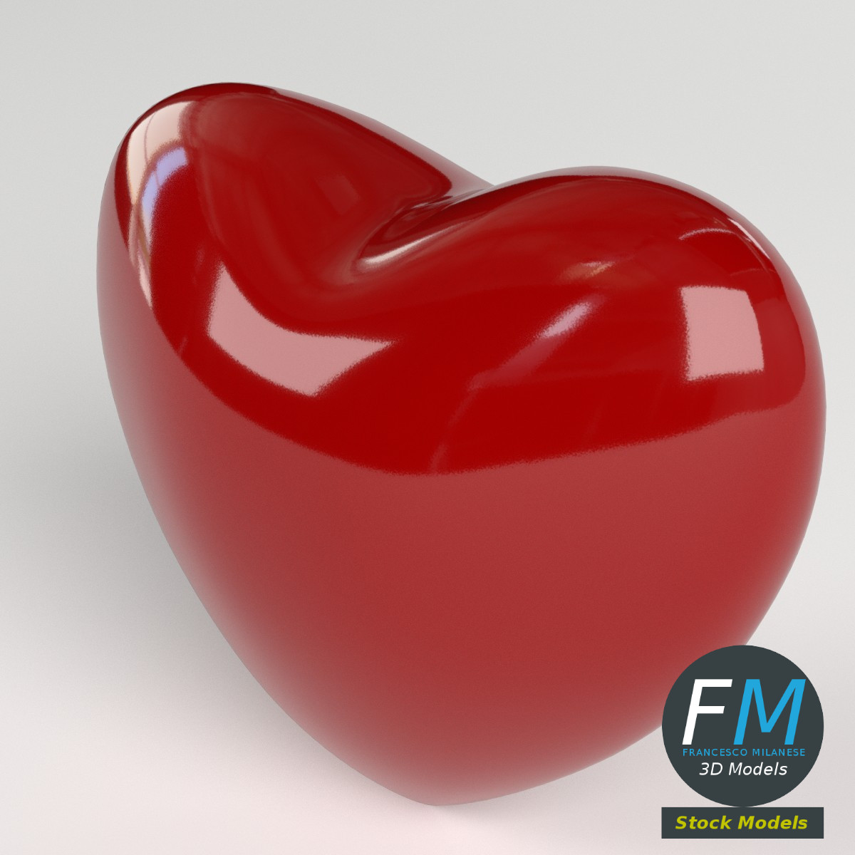 3D-Modell - Rote Herzform - 02