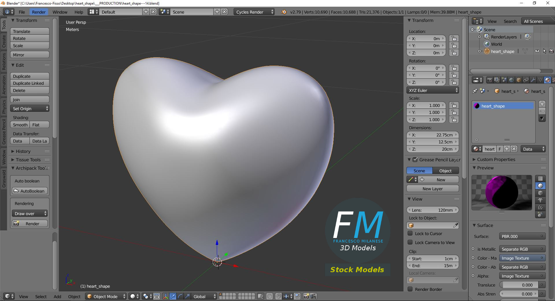 3D-Modell - Rote Herzform - 09