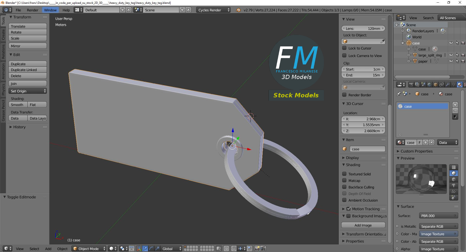 3D-Modell - Robuster Schlüsselanhänger mit Etikett - 09