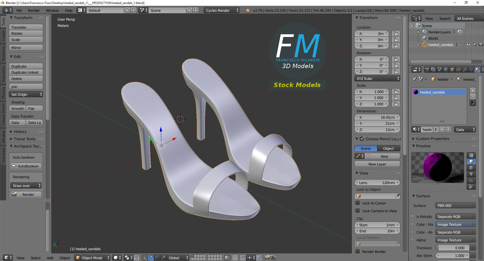 3D-Modell - Sandaletten mit Absatz - 09